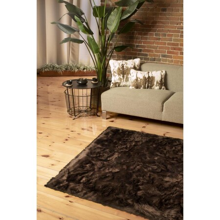 Palacedesigns 5 x 8 ft. Faux Fur Non Skid Rectangle Area Rug - Chocolate PA3102863
